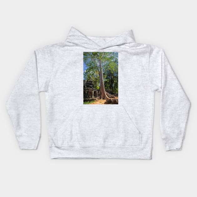 Giant Banyan Tree at Banteay Kdei Kids Hoodie by BrianPShaw